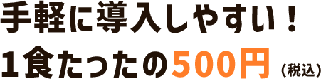 手軽に導入しやすい！1食たったの500円（税込）